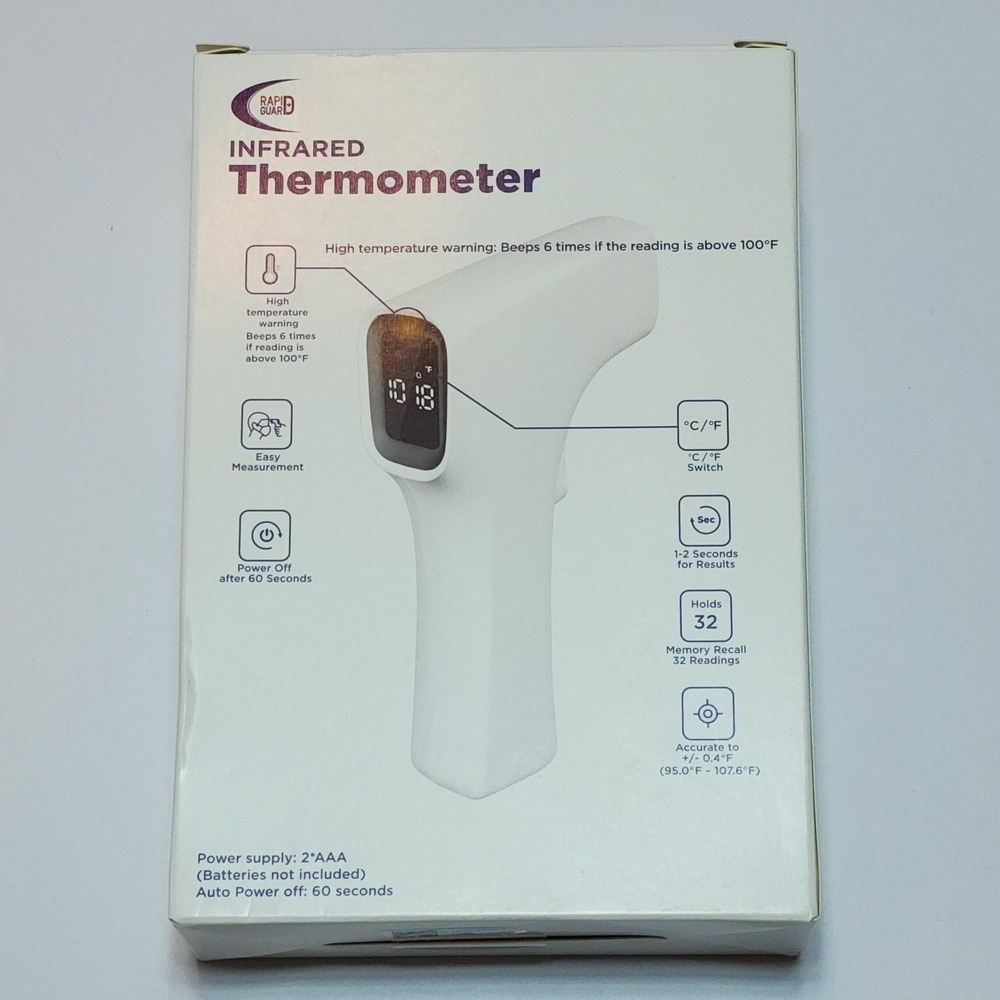 Rapid Guard Infrared Thermometer Digital‎ Non-Contact Forehead AET-R1B1 White